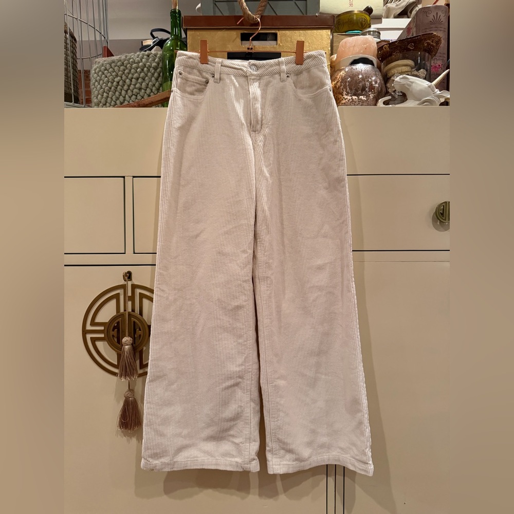 Forever 21 Cream Wide Leg Corduroy Jeans